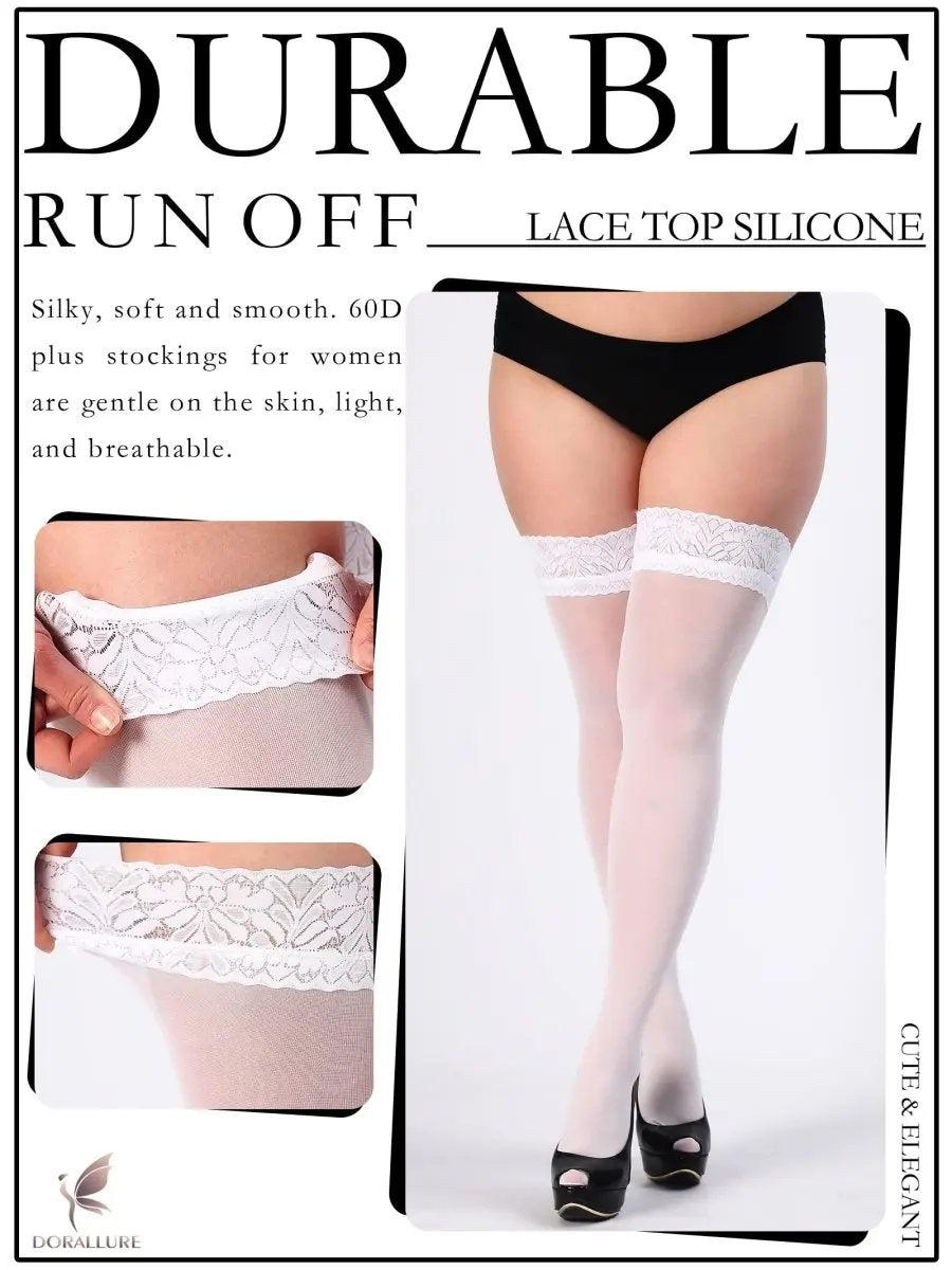 Plus Size Thigh High Stockings Silky Pantyhose - Love Salve